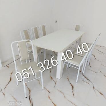 Masa və oturacaq dəstləri: Qonaq otağı üçün, Yeni, Açılmayan, Dördbucaq masa, 4 stul — 16