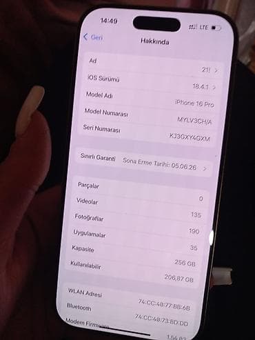 ipad 5 mini: IPhone 16 Pro, 256 GB, Ağ, Zəmanət — 4