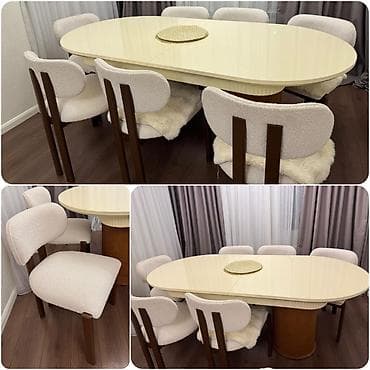 Столы: Для гостиной, Б/у, Раскладной, Овальный стол, 6 стульев — 1