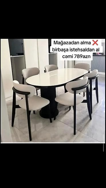 su krant: Qonaq otağı üçün, Yeni, Açılmayan, Oval masa, 6 stul — 1
