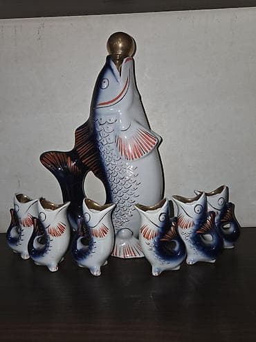 iran peci usdasi: Porcelain “Balıq” likör dəsti - Kompozisiya: 1 böyük balıq formalı — 2