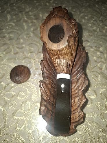 elktron qelyan: Taxta siqaret qəlyanı (papaqlı), şir fiqurlu - Material: tamamilə — 2