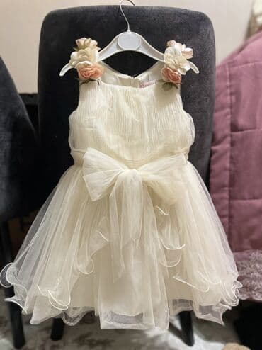 Qız uşağı üçün zərif ziyafət/libas paltarı - Rəng: krem/ivori 75