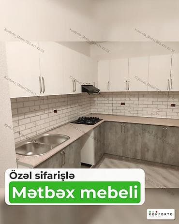 Мебель на заказ: Özəl sifarişlə hazırlanmış mətbəx mebeli - L formalı dizayn: saxlama — 1
