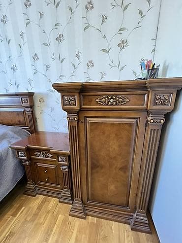 pemo luks: Klassik üslubda massiv ağacdan yığılmış yataq otağı mebel dəsti 📍Çox — 3