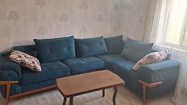 damla divan: Mavi rəngdə L formalı yumşaq künc divanı - Müasir L formalı künc — 1