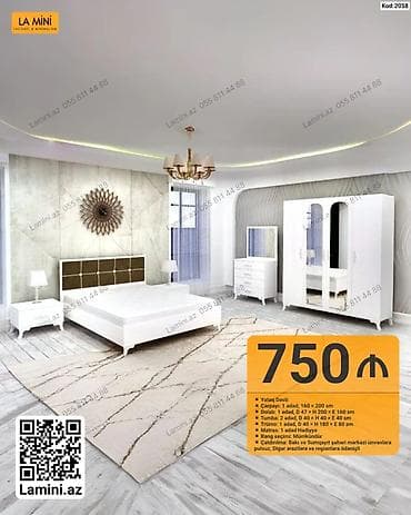 Yataq dəsti – Kod: 2058 Komplektə daxildir: - Çarpayı: 1 ədəd, 160 × — 1