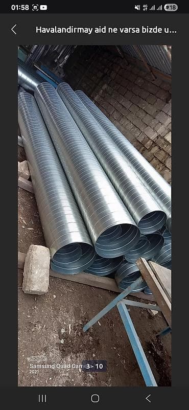 Su boruları: Sinklənmiş metaldan hazırlanmış bu dairəvi ventilyasiya boruları və — 4