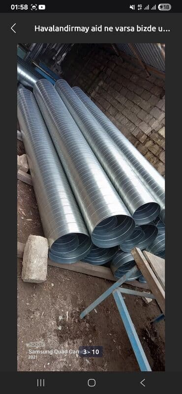 2.el havalandırma boruları: Havalandırma sistemləri üçün nəzərdə tutulmuş sinklənmiş metal boru — 2