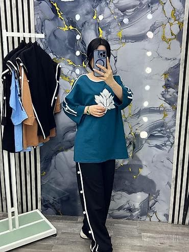 desd paltarlar: Qadın üçrəng dəst – oversize tunika və geniş şalvar - Model: rahat — 3