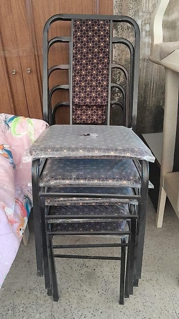Metall çərçivəli yığıla bilən stullar dəsti - Material: qalın metal