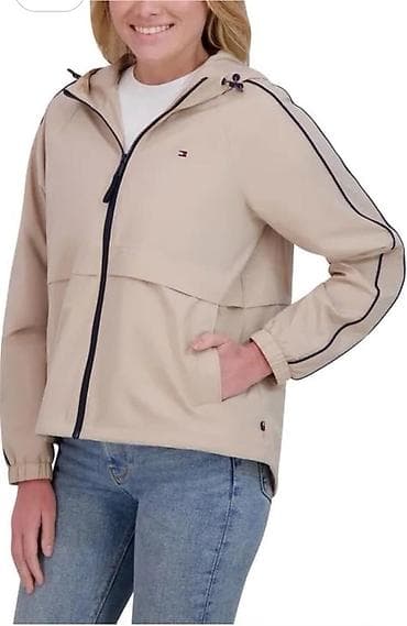 Qadın üçün kapüşonlu yüngül jaket - Rəng: açıq qəhvəyi (brown) - Ön