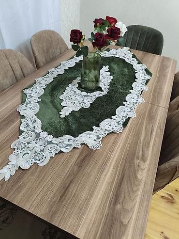 tekstil: İşlənmiş rəng - Yaşıl Məxmər Süfrə, Ünvandan götürmə — 4