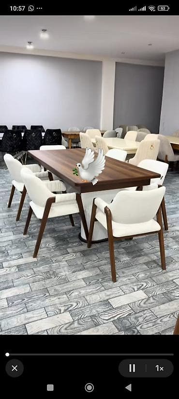 Qonaq otağı üçün, Yeni, Açılmayan, Dördbucaq masa, 6 stul