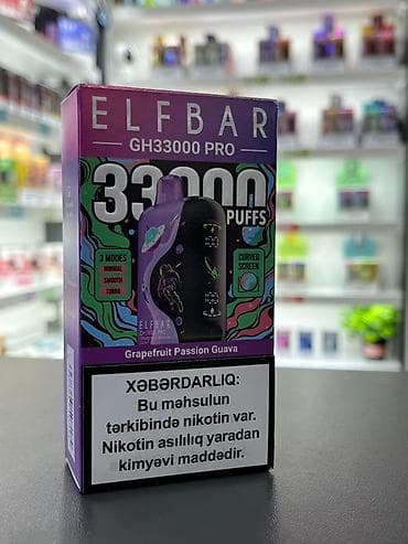 sulu qəlyan satışı: ELFBAR GH33000 PRO - Çəkiliş sayı: 33 000 puffs - Rejimlər: 3 rejim — 4