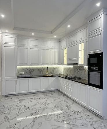 Klassik üslubda L formalı mətbəx mebeli və quraşdırma - Üst