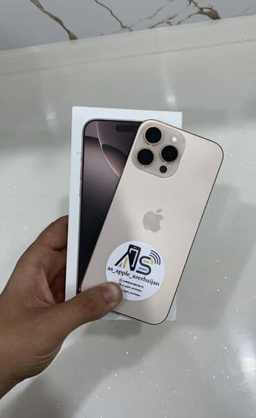 iphone 17 pro max azərbaycanda qiyməti: IPhone 16 Pro Max, 256 GB, Desert Titanium, Barmaq izi, Face ID, Simsiz şarj — 8