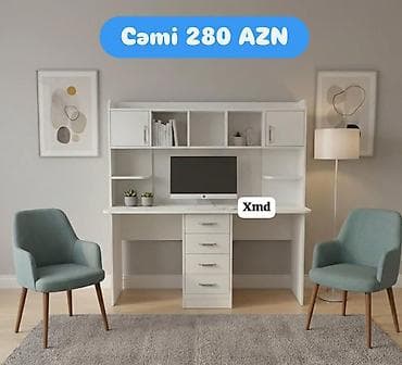masa kafe: Kompyuter/iş masası üst dolablı model Xüsusiyyətlər: - Rəng: ağ - — 1