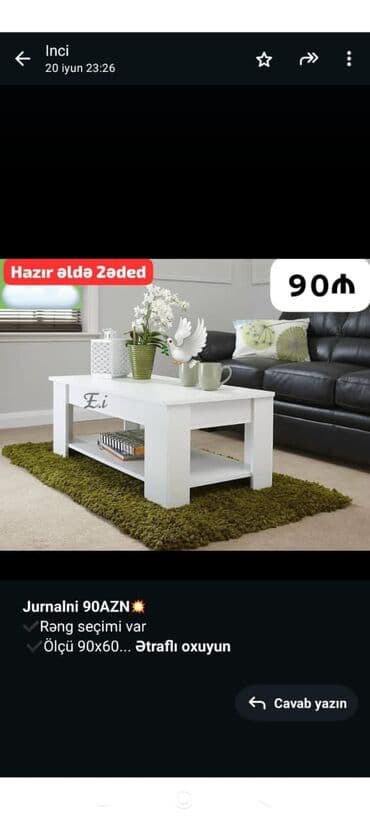 qonaq otaqi mebel: Yeni, Jurnal masası — 1