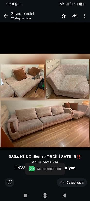 ikinci el kunc divan: Künc divan, Açılan, Bazalı, Çatdırılma yoxdur — 1