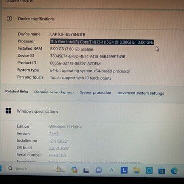 lenovo sensor: İşlənmiş Lenovo IdeaPad, 15.6 ", Intel Core i3, 256 GB, Ünvandan götürmə, Pulsuz çatdırılma — 11