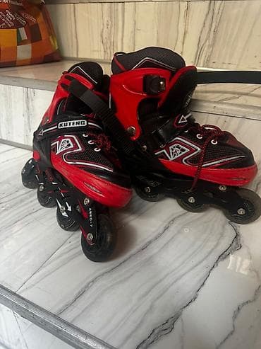 İdman və istirahət: KUTENG təkərli konki (inline skates) - Rəng: qırmızı/qara - 4 təkərli — 1