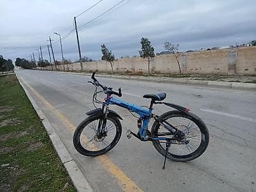 velo masin: SporTime S-500 dağ velosipedi - Rəng: mavi-qara - Çərçivə: qatlanan — 2