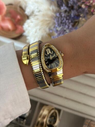 купить золотые часы бу: Yeni, Qol saatı, Bulgari, rəng - Qızılı — 2