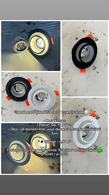 led isiglar: Məhsul: Spot çərçivələr və LED spotlar - Korpus: metal - Patron — 3