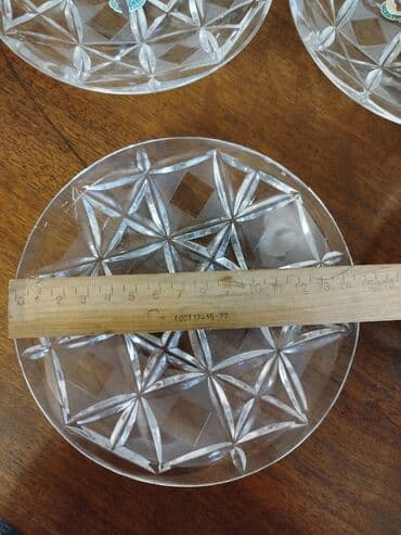 qab qacaq ikinci el: Boşqablar, 6 ədədli dəst, Xrustal, SSRİ — 3