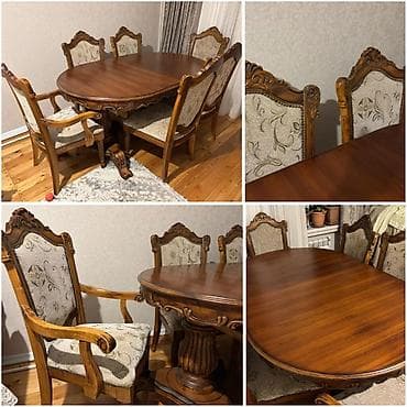 Qonaq otağı üçün, İşlənmiş, Oval masa, 6 stul lalafo.az -da Qonaq otağı üçün, İşlənmiş, Oval masa, 6 stul