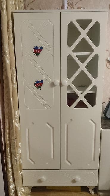 2 qapılı, Siyirməli, Ağ, Taxta, Açılan, Düz dolab