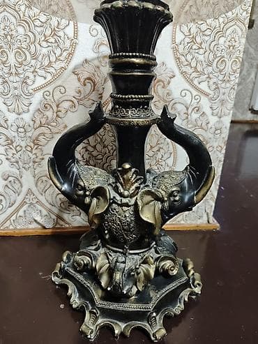 Pərdə və jalüzlər: Dekorativ masaüstü şamdan/mini sehpə - Material: ağır, möhkəm — 3