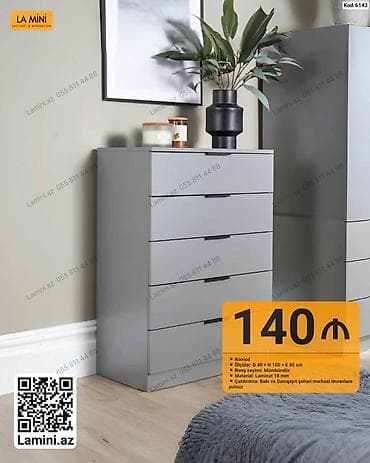 Minimalist dizaynlı komod - Model: Kod 6143 - Ölçülər: Dərinlik 40 sm — 1