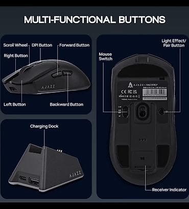 ssd hard disk: AJAZZ AJ139 V2 MC – Şarj bazalı simsiz oyun siçanı - Bağlantı: 3 — 5