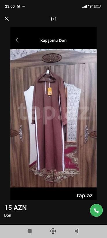 namaz donları: Kapşonlu don - Rəng: qəhvəyi - Model: uzun, idman üslublu kapşonlu — 1