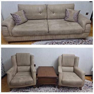 diva divan: İşlənmiş, Divan, 2 kreslo, Bazalı, Açılan — 1