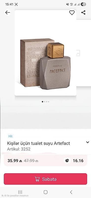 qizill: Faberlic Artefact – kişilər üçün tualet suyu Artikul: 3252 - Şərq — 1