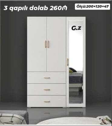 şlaf: Açılan, 3 qapılı Düz dolab, Şifonyer — 1