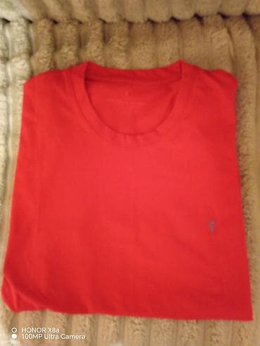 kombat şalvarlar: Qırmızı kişi köynəyi (T‑shirt) - Klassik dairəvi yaxalı dizayn - — 2