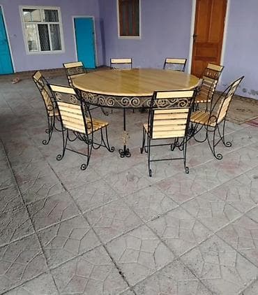 divar ici mebeller: Mətbəx üçün, Açılmayan, Yumru masa, 8 stul — 2