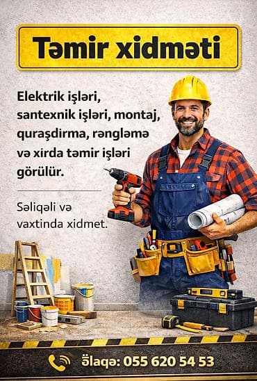 Təmir işləri: Təmir xidməti - Elektrik işləri - Santexnik işləri - Montaj və — 1