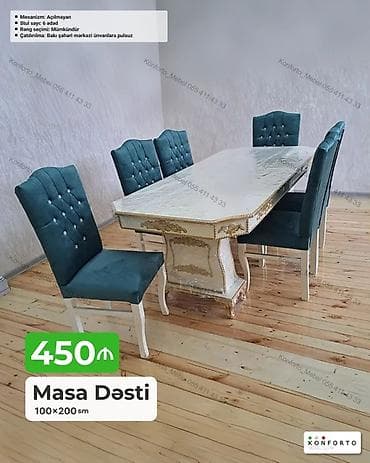 Masa dəsti – 100×200 sm - Klassik dizaynlı iri ölçülü yemək masası və lalafo.az -da Masa dəsti – 100×200 sm - Klassik dizaynlı iri ölçülü yemək masası və