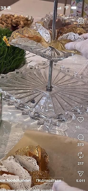 balaca tortlar: Tort və şiriniyyat qabı, rəng - Ağ, Şüşə — 5