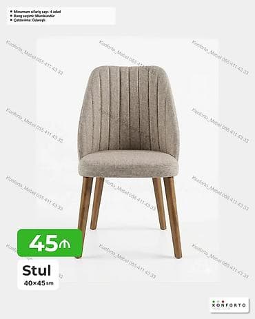 Stul – 40×45 sm - Yumşaq parça üzlüklü oturacaq və bel hissəsi