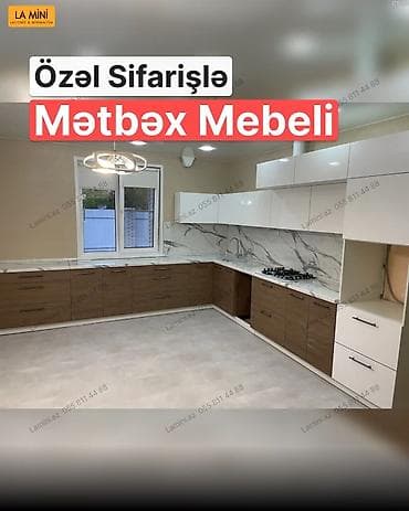 Özəl sifarişlə hazırlanmış mətbəx mebeli - Dizayn: L formalı, minimal — 1