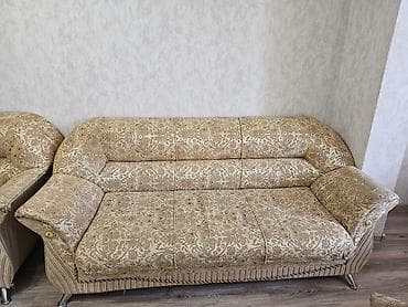 Ev üçün mebel: Salon dəsti – 3 nəfərlik divan + 2 ədəd geniş kreslo Divan acilir — 4