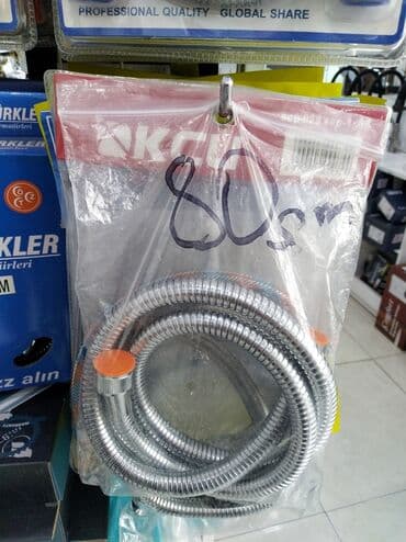 dus desti: Duş şlanqı – 80 sm - Material: metal fleksibil (xrom rəngli spiral — 1