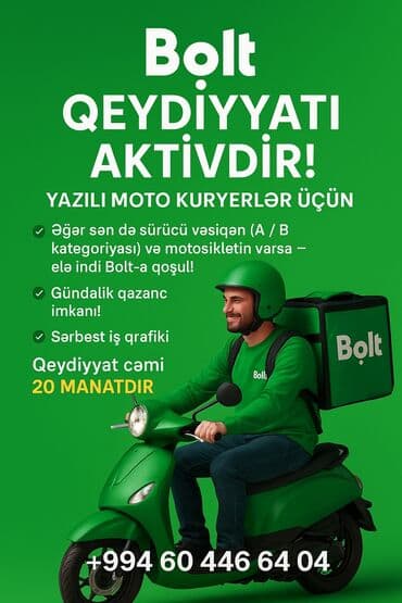 Moto-kuryer tələb olunur, Gündəlik ödəniş, Təcrübəsiz