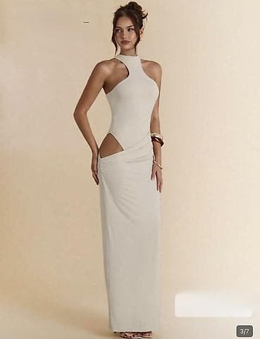 be: Bej rəngli uzun geyim – zərif və modern kəsim - Model: Maxi uzunluq — 2